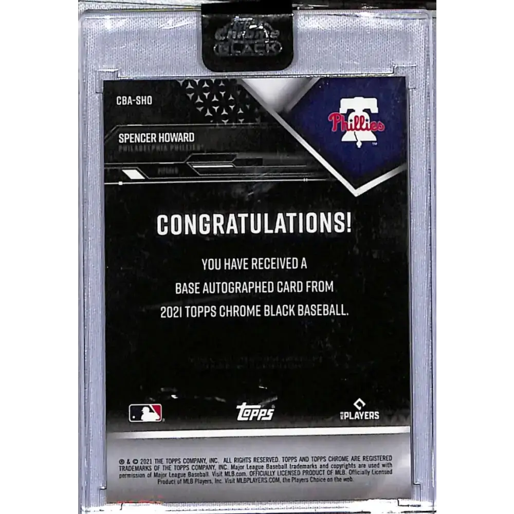 2021 Topps Chrome Black #CBA-SHO Spencer Howard NM-MT Auto Philadelphia Phillies - Baseball Card Single