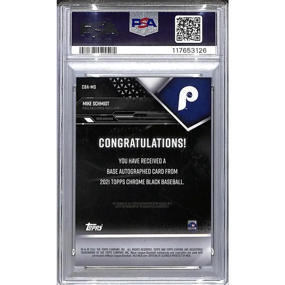 2021 Topps Chrome Black Green #CBA-MS Mike Schmidt PSA 10 GEM MINT Auto 74/99 Philadelphia Phillies - Baseball Card