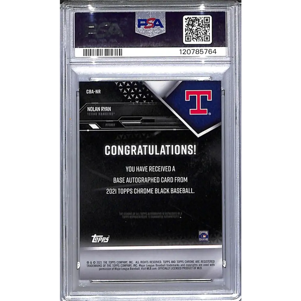 2021 Topps Chrome Black Green #CBA-NR Nolan Ryan PSA 10 GEM MINT Auto 77/99 Texas Rangers Image 2