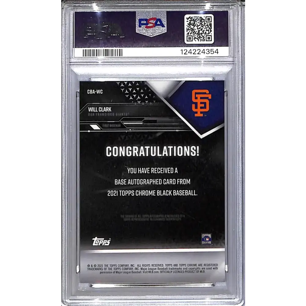 2021 Topps Chrome Black Green #CBA-WC Will Clark PSA 10 GEM MINT Auto 43/99 San Francisco Giants - Baseball Card Single