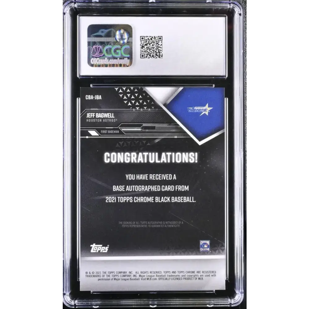 2021 Topps Chrome Black Green #CBAJBA Jeff Bagwell CGC 8 Auto 52/99 Houston Astros Baseball Card - Baseball Card Single