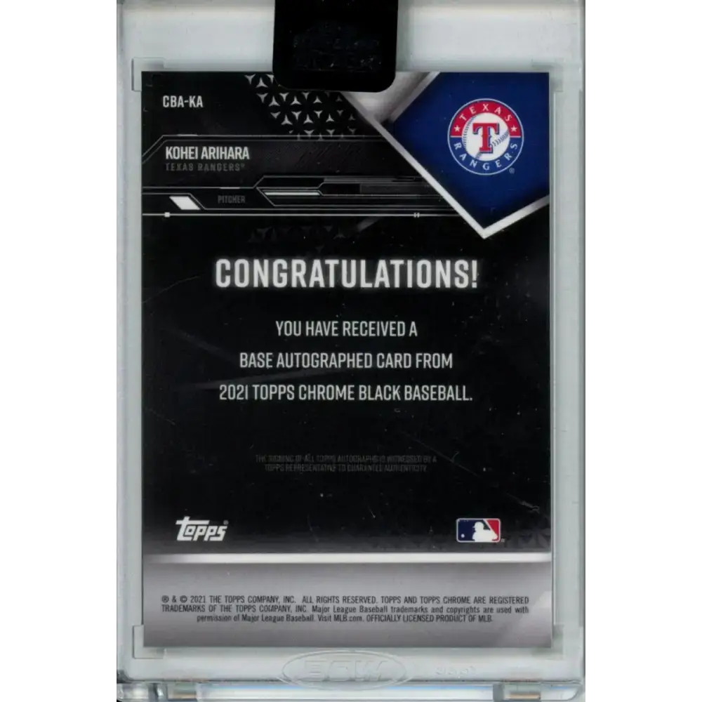 2021 Topps Chrome Black Refractor #CBA-KA Kohei Arihara NM-MT Auto 141/150 Texas Rangers Baseball Card - Baseball Card