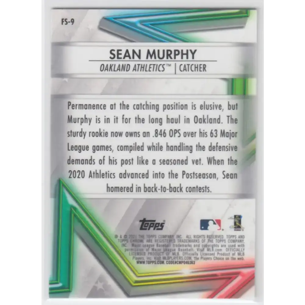 2021 Topps Chrome Future Stars Refractor #FS-9 Sean Murphy NM-MT Oakland Athletics Baseball Card - Baseball Card Single