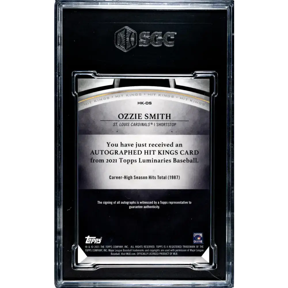 2021 Topps Luminaries Hit Kings #HK-OS Ozzie Smith SGC 10 Gem Auto 7/15 St. Louis Cardinals Baseball Card - Baseball