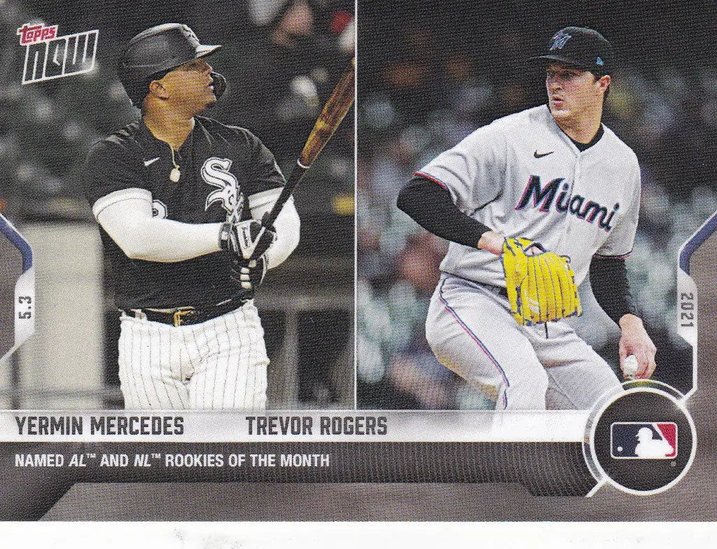 Baseball card of Yermin Mercedes- MLB showcasing two players from 2021 TOPPS NOW