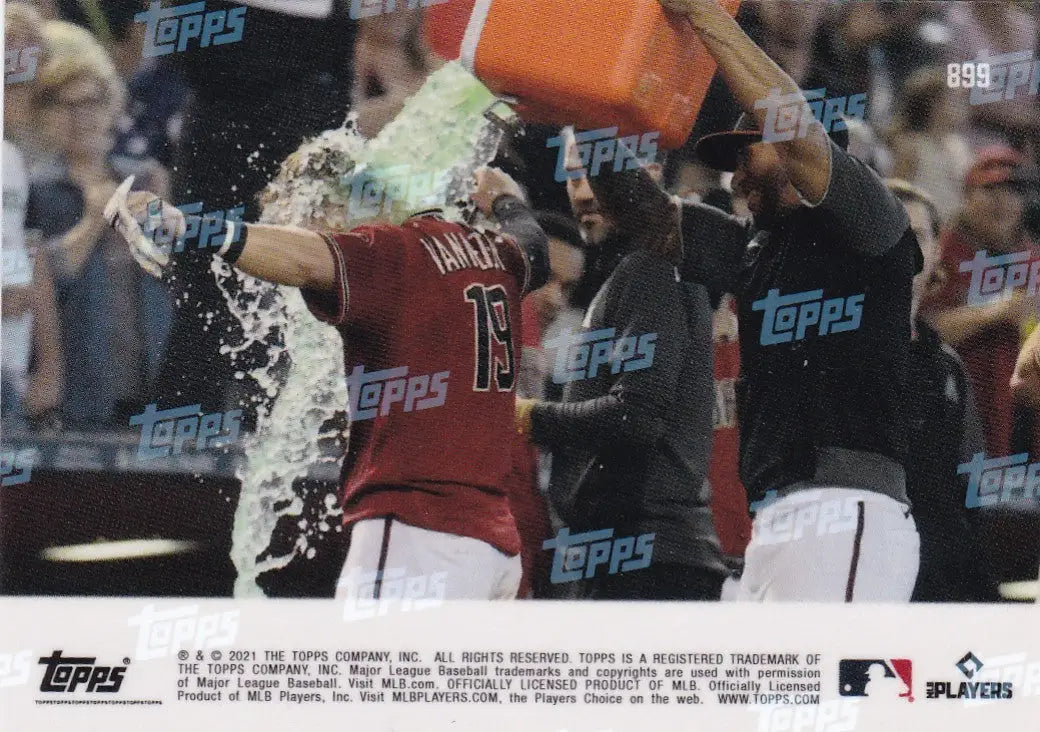 Baseball player getting Gatorade bath celebrating Arizona Diamondbacks Josh VanMeter Arizona