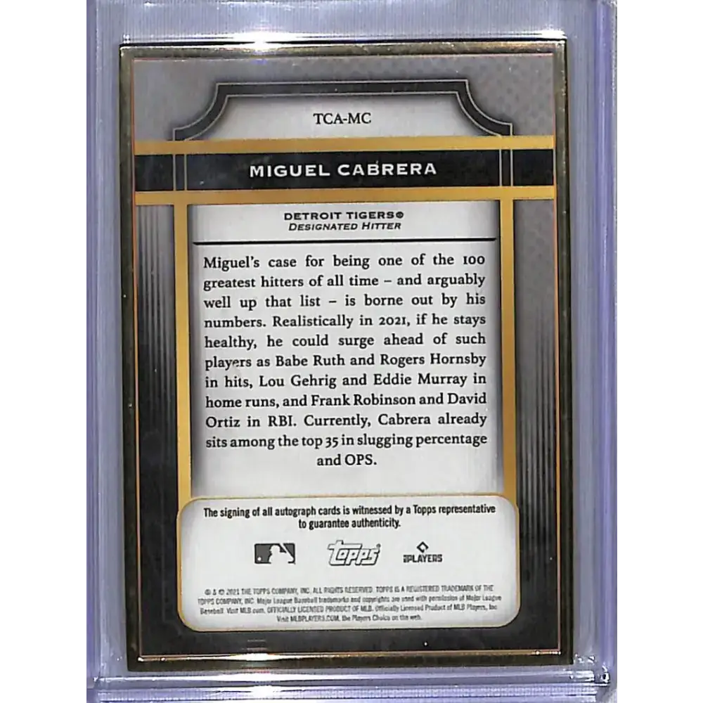 2021 Topps Transcendent Emerald #TCAMC Miguel Cabrera Auto 3/15 Detroit Tigers Baseball Card - Baseball Card Single