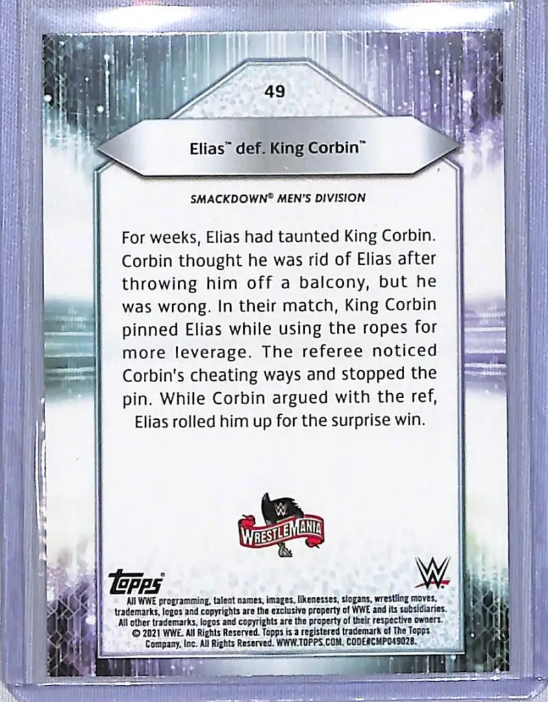 2021 Topps WWE #49 Elias Def. King Corbin NM-MT