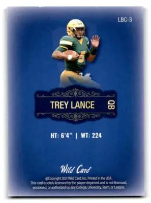 Trey Lance Wild Card Matte football card from 2021 Wild Card Limited Base Cards Blue series