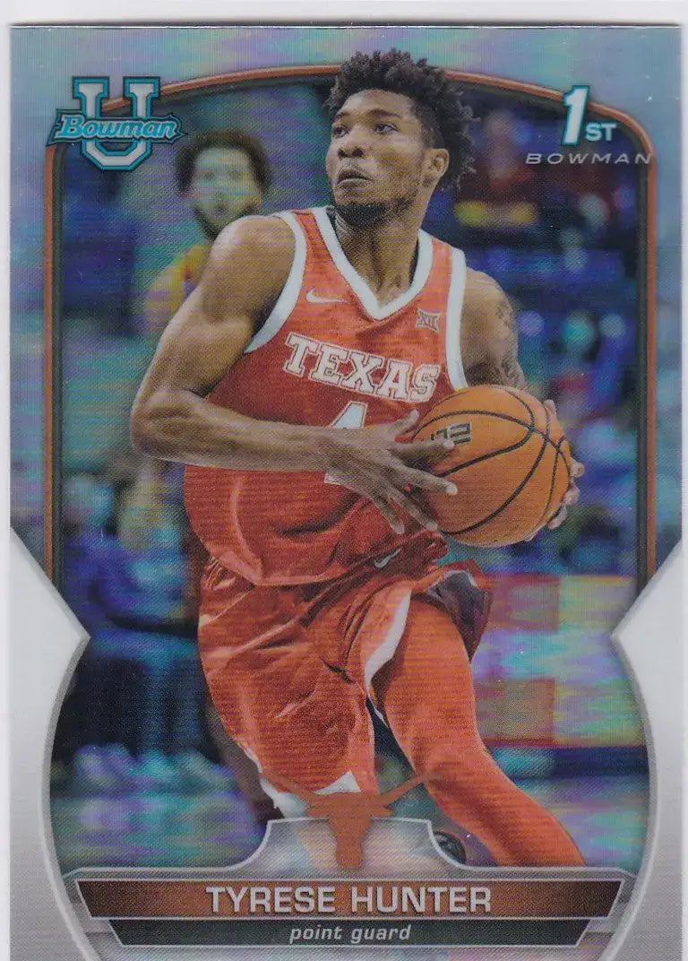 2022-23 Bowman Chrome University#15 Tyrese Hunter Refractor Texas - Basketball Card Single