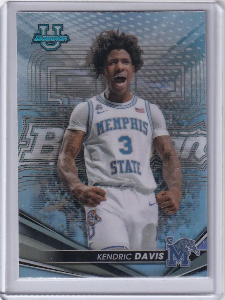 Basketball trading card of Kendric Davis in Memphis State jersey number 3, Bowman University Best