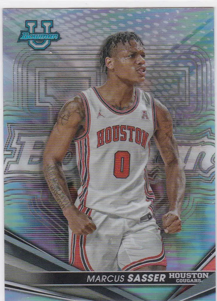 Basketball trading card of Marcus Sasser Refractor for the Houston Rockets jersey number 0