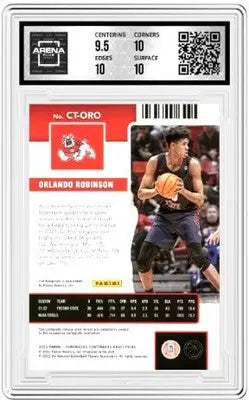Graded basketball trading card of Orlando Robinson College Ticket DP Auto from 2022-23 Chronicles