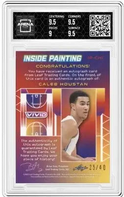 Graded Leaf Vivid Caleb Houstan trading card with autograph and inside painting auto