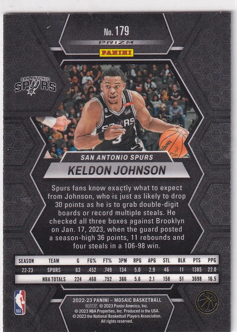 2022-23 MOSAIC #179 KELDON JOHNSON GREEN REACTIVE- SAN ANTONIO SPURS - Basketball Card Single