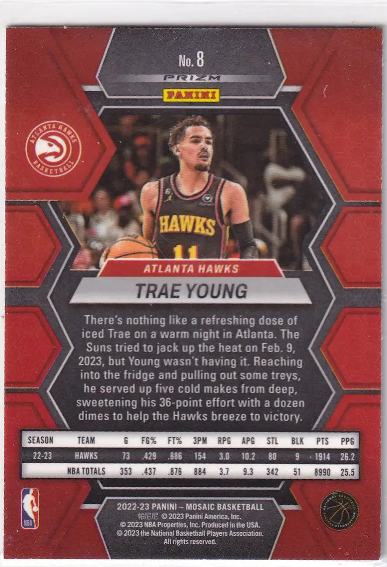 2022-23 MOSAIC #8 TRAE YOUNG GREEN REACTIVE- ATLANTA HAWKS - Basketball Card Single