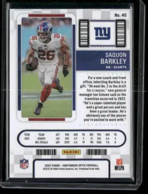 2022-23 Panini Contenders Optic Saquon Barkley #40 Season Ticket Football - Football Card Single