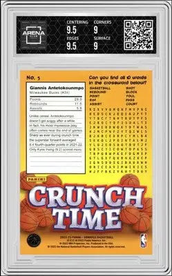 Graded Panini Donruss Giannis Antetokounmpo Crunch Time Purple trading card