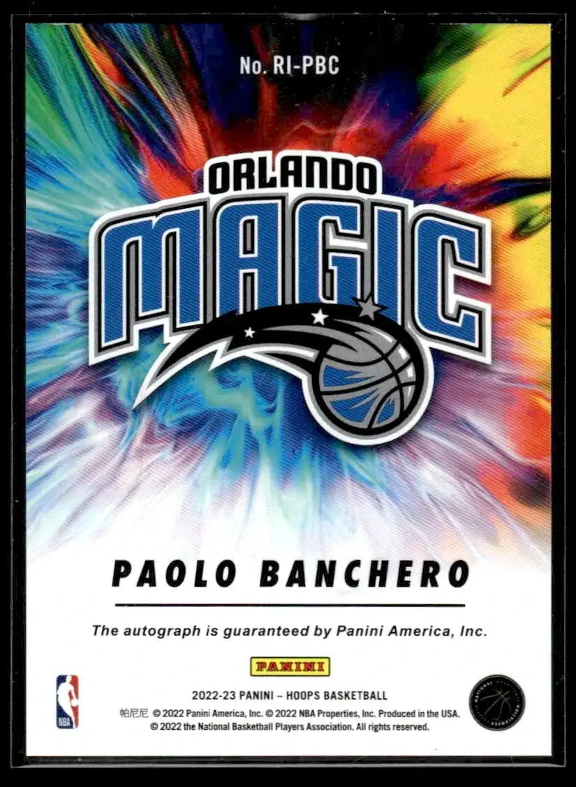 2022-23 Panini NBA Hoops Paolo Banchero Rookie Ink Auto #RI-PBC Magic RC