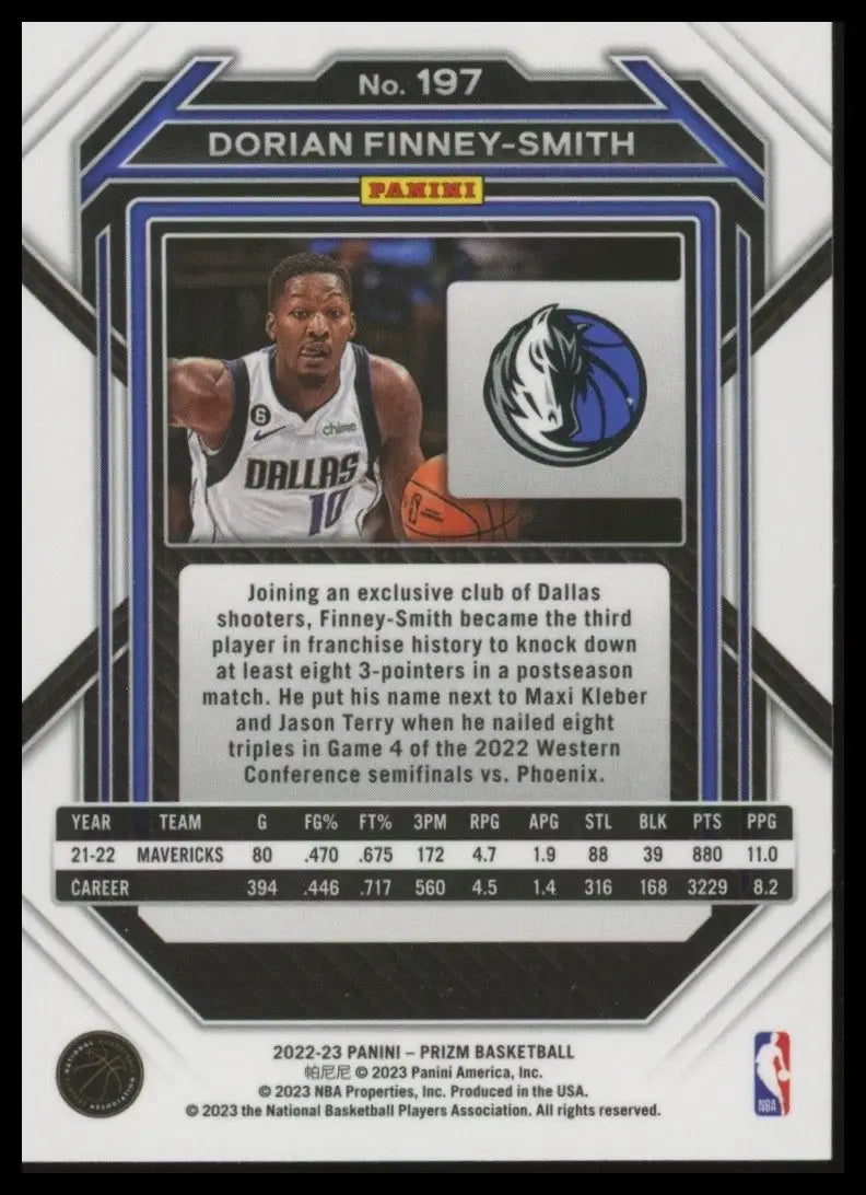 2022-23 Panini Prizm Dorian Finney Smith #197 Dallas Mavericks Basketball Card - Basketball Card Single