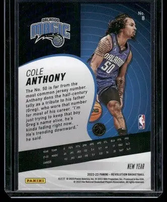 2022-23 Panini Revolution Basketball Cole Anthony #8 Astronaut / Basketball - Basketball Card Single