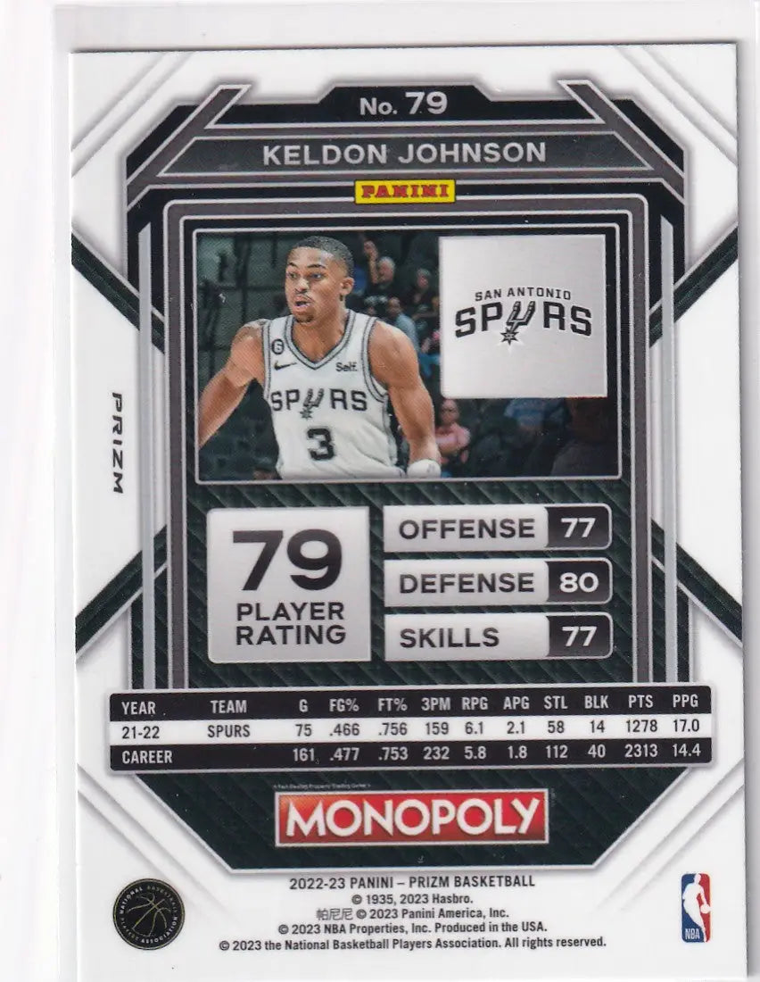 2022-23 PRIZM #79 KELDON JOHNSON TEAL WAVE- SAN ANTONIO SPURS - Basketball Card Single