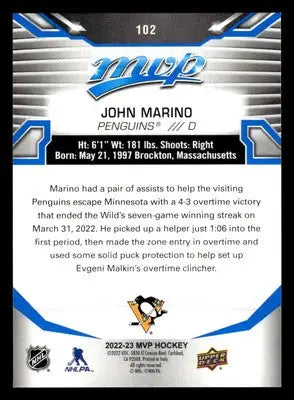 2022-23 Upper Deck MVP #102 John Marino Blue Script - Hockey Card Single
