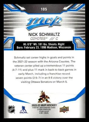 2022-23 Upper Deck MVP #105 Nick Schmaltz Blue Script - Hockey Card Single