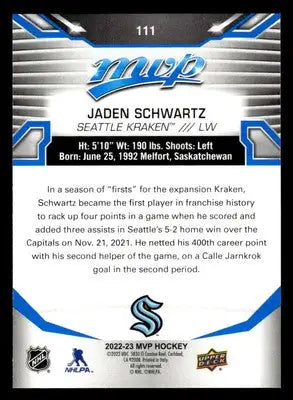 2022-23 Upper Deck MVP #111 Jaden Schwartz Blue Script - Hockey Card Single