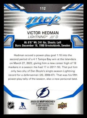 2022-23 Upper Deck MVP #112 Victor Hedman Blue Script - Hockey Card Single