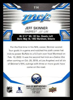 2022-23 Upper Deck MVP #114 Jeff Skinner Blue Script - Hockey Card Single