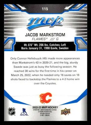 2022-23 Upper Deck MVP #115 Jacob Markstrom Blue Script - Hockey Card Single