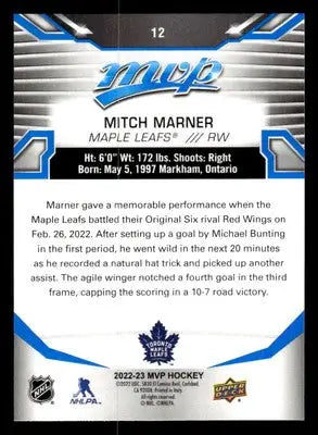 2022-23 Upper Deck MVP #12 Mitch Marner Blue Script - Hockey Card Single