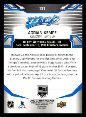 2022-23 Upper Deck MVP #131 Adrian Kempe Blue Script - Hockey Card Single