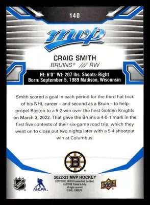 2022-23 Upper Deck MVP #140 Craig Smith Blue Script - Hockey Card Single