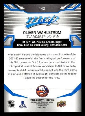 2022-23 Upper Deck MVP #142 Oliver Wahlstrom Blue Script - Hockey Card Single