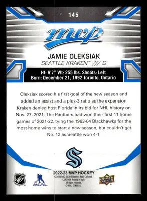2022-23 Upper Deck MVP #145 Jamie Oleksiak Blue Script - Hockey Card Single