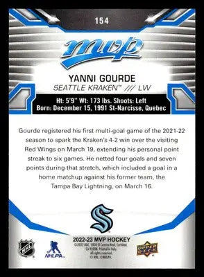 2022-23 Upper Deck MVP #154 Yanni Gourde Blue Script - Hockey Card Single