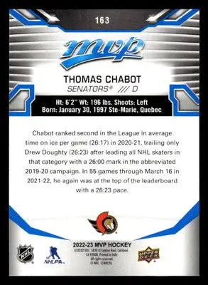 2022-23 Upper Deck MVP #163 Thomas Chabot Blue Script - Hockey Card Single