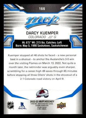 2022-23 Upper Deck MVP #166 Darcy Kuemper Blue Script - Hockey Card Single
