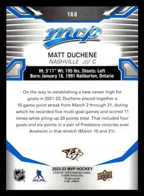 2022-23 Upper Deck MVP #168 Matt Duchene Blue Script - Hockey Card Single
