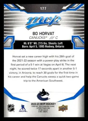 2022-23 Upper Deck MVP #177 Bo Horvat Blue Script - Hockey Card Single