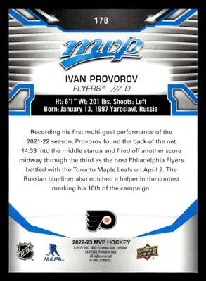 2022-23 Upper Deck MVP #178 Ivan Provorov Blue Script - Hockey Card Single