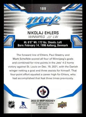 2022-23 Upper Deck MVP #189 Nikolaj Ehlers Blue Script - Hockey Card Single