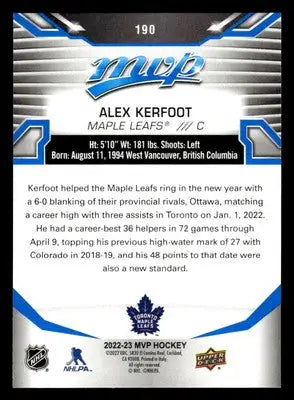 2022-23 Upper Deck MVP #190 Alex Kerfoot Blue Script - Hockey Card Single