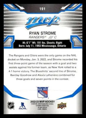 2022-23 Upper Deck MVP #191 Ryan Strome Blue Script - Hockey Card Single