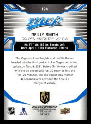 2022-23 Upper Deck MVP #194 Reilly Smith Blue Script - Hockey Card Single