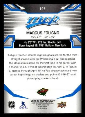 2022-23 Upper Deck MVP #195 Marcus Foligno Blue Script - Hockey Card Single