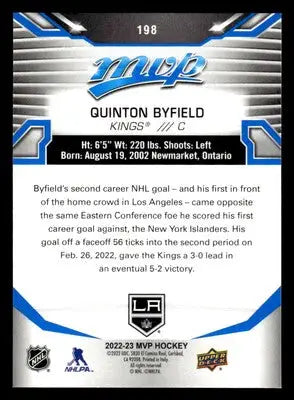 2022-23 Upper Deck MVP #198 Quinton Byfield Blue Script - Hockey Card Single
