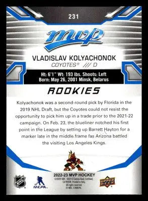 2022-23 Upper Deck MVP #231 Vladislav Kolyachonok Blue Script - Hockey Card Single